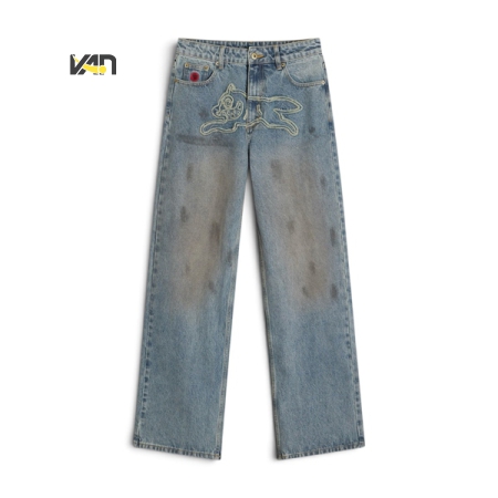 QUẦN DÀI THỜI TRANG NAM ICE CREAM BBC APPLIQUE RUNNING DOG DIRTY WASH - XÁM "IWDP26305"
