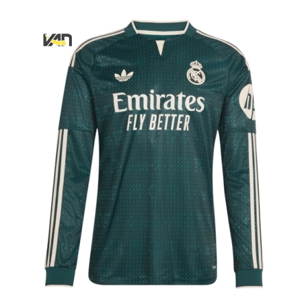 ÁO BÓNG ĐÁ ADIDAS REAL MADRID SÂN KHÁCH TAY DÀI 26/27 PLAYER VERSION - XANH “KC3980”