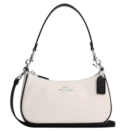 TÚI COACH TERI SHOULDER NOVETLY LEATHER SILVER CHALK - TRẮNG - “CP069”