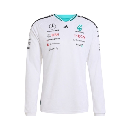 ÁO ĐẤU CÔNG THỨC 1 ADIDAS MERCEDES AMG PETRONAS FORMULA ONE TEAM TAY DÀI - TRẮNG “KE5308”