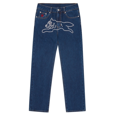QUẦN DÀI NAM ICECREAM BBC CRYSTAL RHINESTONE RUNNING DOG DENIM PANTS - XANH