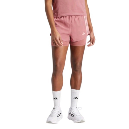 QUẦN SHORT THỂ THAO NỮ 2 TRONG 1 3 SỌC OWN THE RUN - HỒNG " IS9574 "