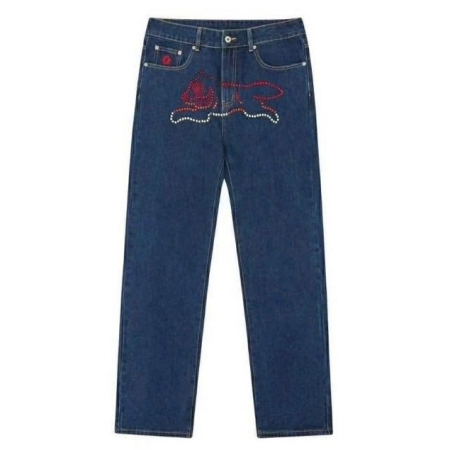 QUẦN DÀI NAM ICECREAM BBC CRYSTAL RUNNING DOG DOUBLE SCOOP DENIM PANTS - XANH